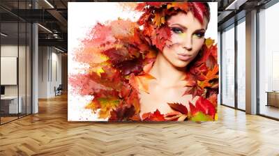 Autumn Woman portrait with creative makeup Wall mural