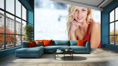 Beautiful blonde woman portrait Wall mural