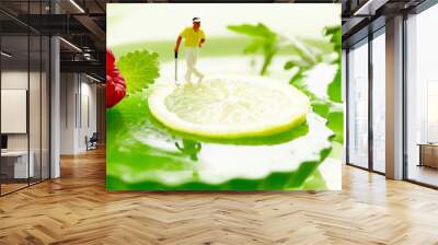 Miniature golf on fruits Wall mural