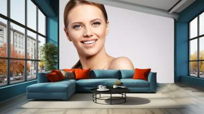 Natural Beauty Portrait. Beautiful Spa Woman . Perfect Fresh Ski Wall mural