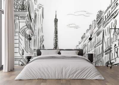 paris street - illustration Wall mural