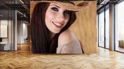 Portrait of a Beautiful Country Woman Wall mural