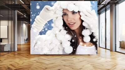 portrait of a winter fashion  woman Wall mural