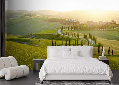 sunny fields in tuscany, italy Wall mural