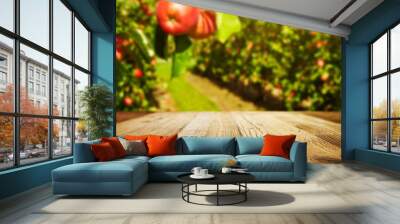 table space and apple garden of trees and fruits Wall mural