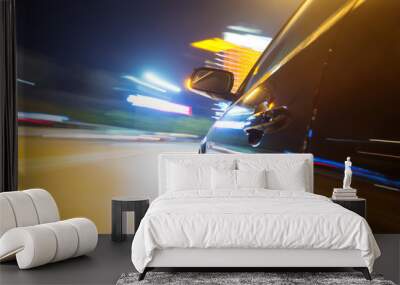 car on the road with motion blur background Wall mural