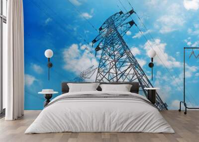 High-voltage tower sky background Wall mural