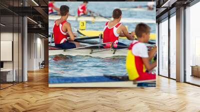 Competitions in rowing. Scullers in Competition. Wall mural