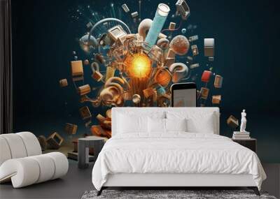 Concept of education and success. Online education, new idea. Generative Ai technology.	
 Wall mural