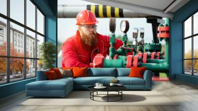 Technician in oil and gas refinery. Worker in Oil Refinery. Wall mural