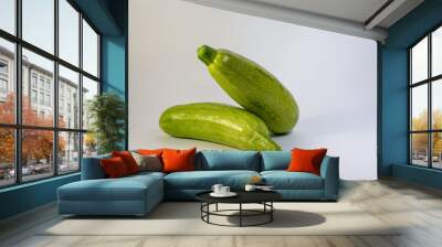 Fresh zucchini, on white background close up shoot Wall mural