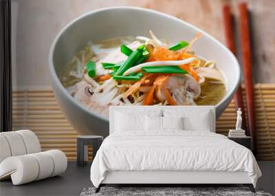 oriental chicken and vegetable soup. Wall mural