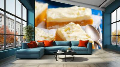 Pumpkin Bars with cream cheese fristing. Wall mural