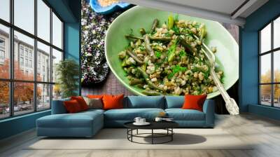 salad from green beans and barley groat Wall mural