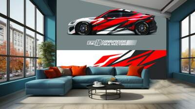 Car wrap decal designs. Abstract racing and sport background for racing livery or daily use car vinyl sticker. Vector eps 10. Wall mural