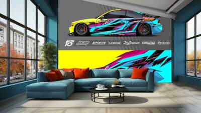 Car wrap decal designs. Abstract racing and sport background for racing livery or daily use car vinyl sticker. Wall mural