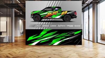 Truck wrap decal graphic design. Abstract stripe racing and sport background. Eps 10 Wall mural