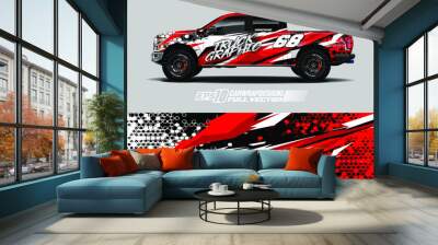 Vehicle wrap design vector. Graphic abstract stripe racing background kit designs for wrap race car, rally, adventure and livery. Full vector eps 10 Wall mural