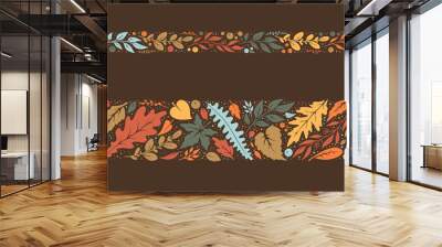 Autumn hand painted seamless borders Wall mural