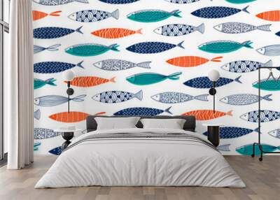 Seamless pattern from decorative fish Wall mural