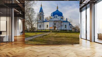 Church of St. Nicholas in sortaval, a monument of cultural heritage of the Republic of Karelia. Wall mural