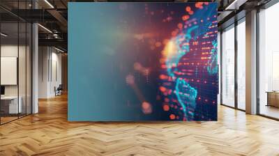 Digital world globe, concept of global network and connectivity on Earth, high speed data transfer and cyber technology, information exchange and international telecommunication Digital world globe Wall mural