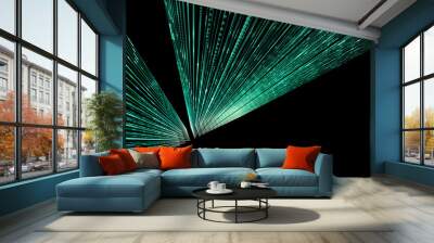 neon abstraction. green rays on a black background. futuristic screensaver Wall mural