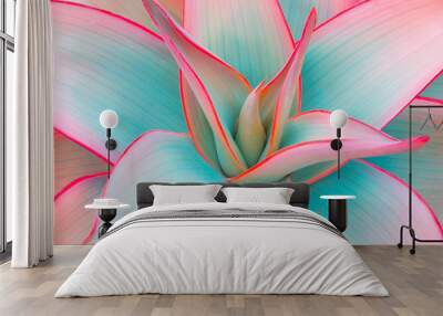 agave leaves in trendy pastel colors for design backgrounds Wall mural