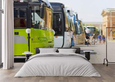 distance buses in the car park Wall mural