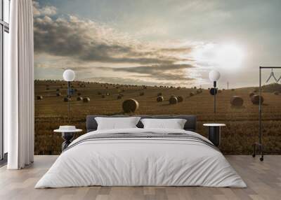 Straw bales are the beautiful scenery Wall mural