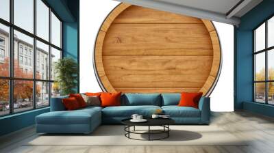 render of a wine barrel from top , isolated on white Wall mural