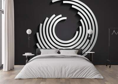 3d silver metal linear circle logo design Wall mural