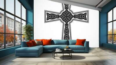 celtic design ornamental cross / black white illustration Wall mural