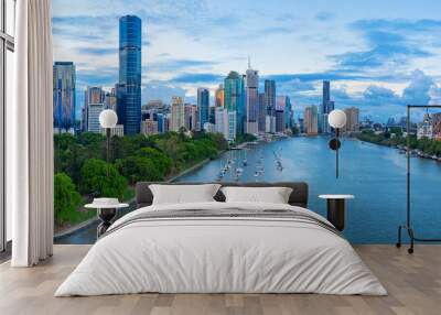 Panorama of Brisbane skyline at sunset Wall mural