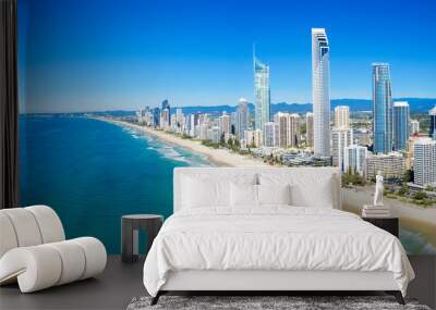 Panoramic view of sunny Surfers Paradise on the Gold Coast looking from the North Wall mural