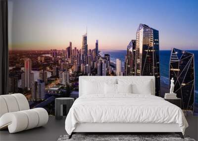 Sunset view of Surfers Paradise on the Gold Coast Wall mural