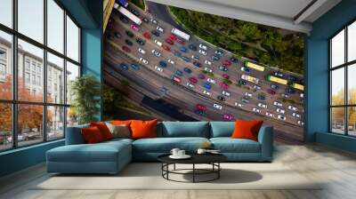 rush hour traffic jam - aerial shot Wall mural