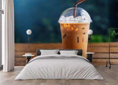 Thai Ice milk tea, traditional thai style in countryside coffee shop. Wall mural