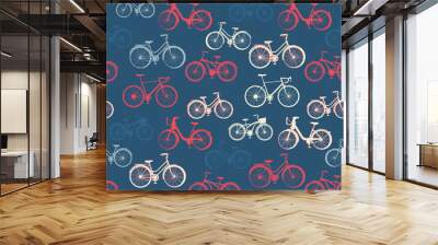 seamless pattern with vintage bicycles Wall mural