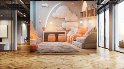 A modern kids room with stylish décor cozy atmosphere Wall mural