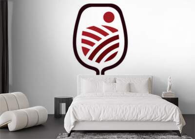 glass wine farm logo design, Farm Winery and Sunset Wine Glass Warehouse Icon Template. Wall mural