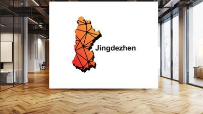 Map City of Jingdezhen vector design template, national borders and important cities illustration Wall mural