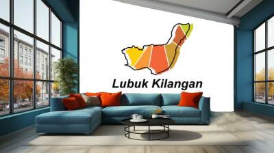 Map City of Lubuk Kilangan World Map International vector template with outline, graphic sketch style isolated on white background Wall mural