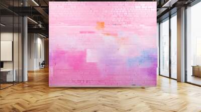 Pastel pink brick background wall texture.pink red brickwall with light paint backdrop wallpaper for woman concept Wall mural