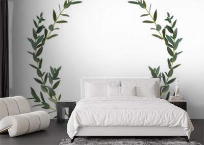 Thyme leaf green wreath Vector isolated Medicinal set of leaves  Wall mural