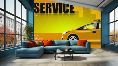 Design template for advertising banner for taxi service online. Wall mural