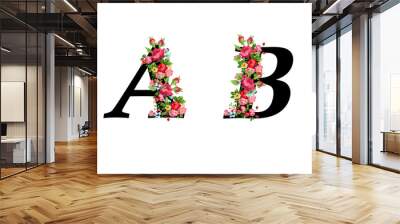 LETTER A AND B DECORATE WITH FLOWERS Wall mural