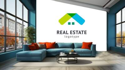 Abstract real estate agent logo icon vector design. Rent, sale of real estate vector logo, House cleaning, home security, real estate auction. Vector building logo concept. Wall mural