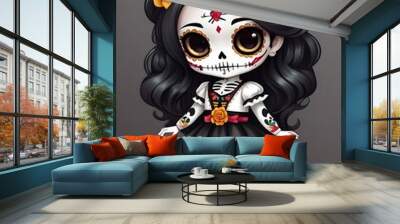 Mexican girl dia de los muertos Chibi style manga Wall mural