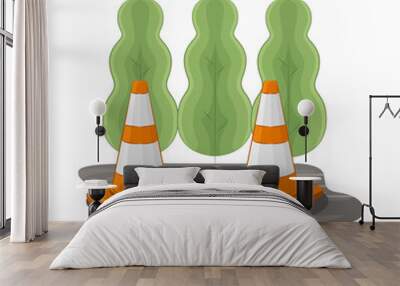 Illustration of traffic cone  Wall mural